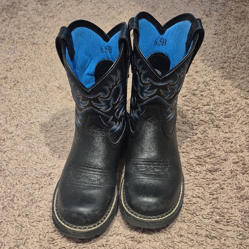 Ariat Black Leather Ankle Boots with Blue Lining